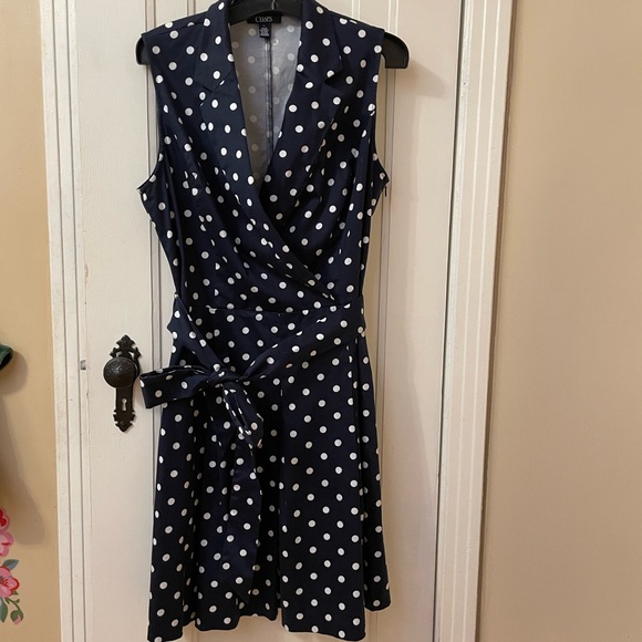 Chaps Navy blue and white polka dot dress - Picture 5 of 7